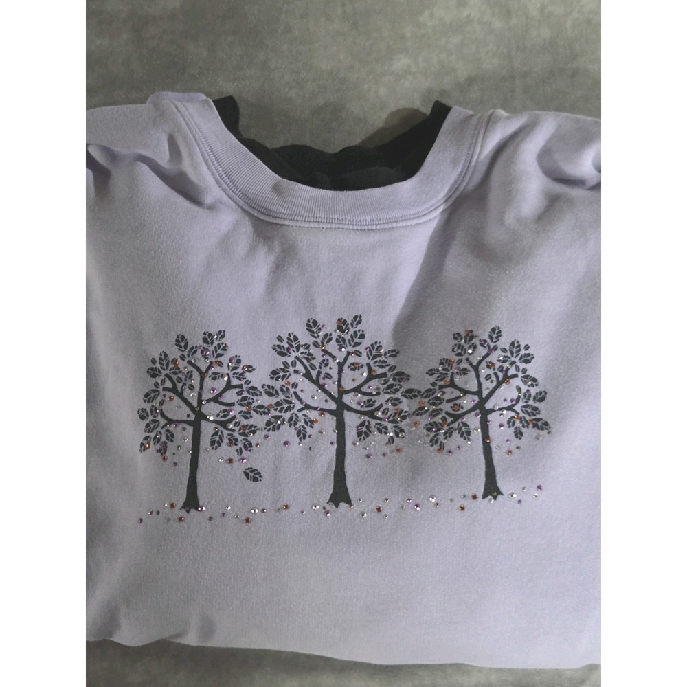 Vintage 90s XL Morning Sun Top Collared Fall Leaves Sweatshirt Granny Made USA